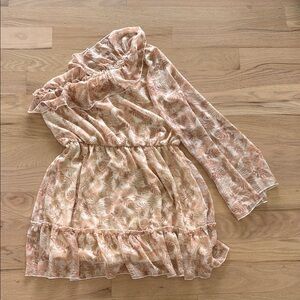 Floral Ruffle women Dress - Cream and Pink